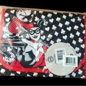 DC Comics Harley Quinn Travel Cosmetic Bag - Red and Black